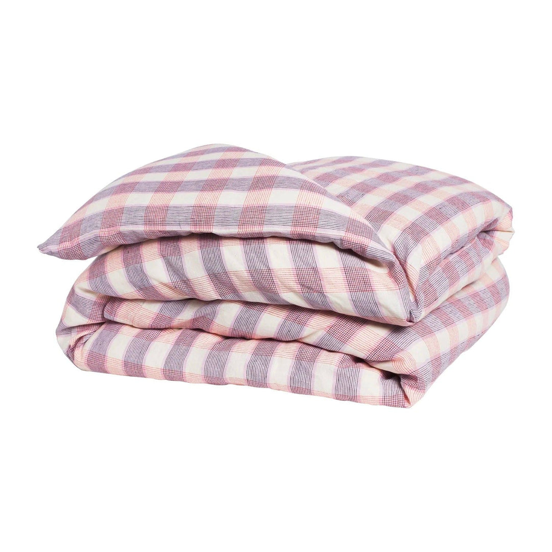 Checked Beatrice Purple Quilt Cover Sage and Clare