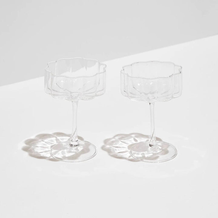 Wave Coupe Glasses Set of Two (Clear)