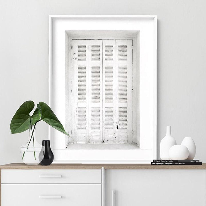 White on White Coastal Window - Art Print