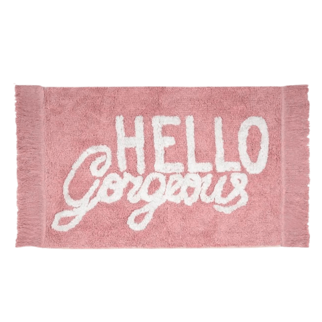 Hello Gorgeous Pink Plush Fun Bath Mat