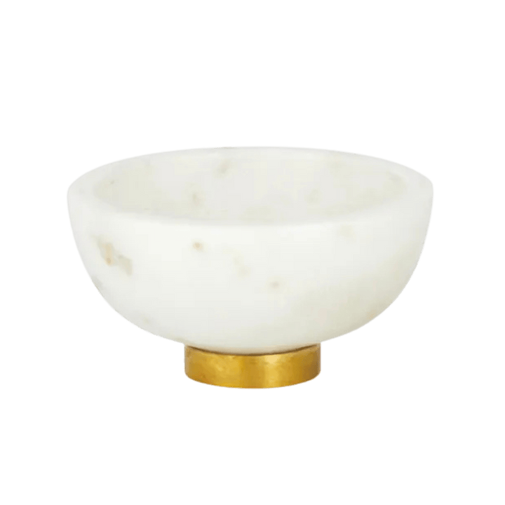 Mina Marble/Metal Pinch Bowl - White