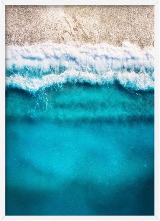 Aerial Ocean Blues & Soft Sand - Art Print